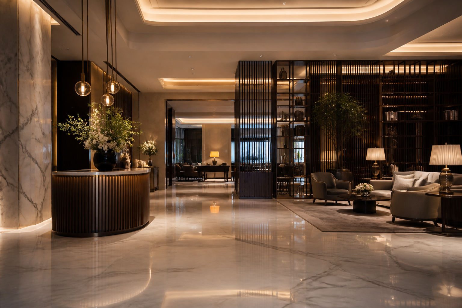 Elegant luxury hotel lobby interior