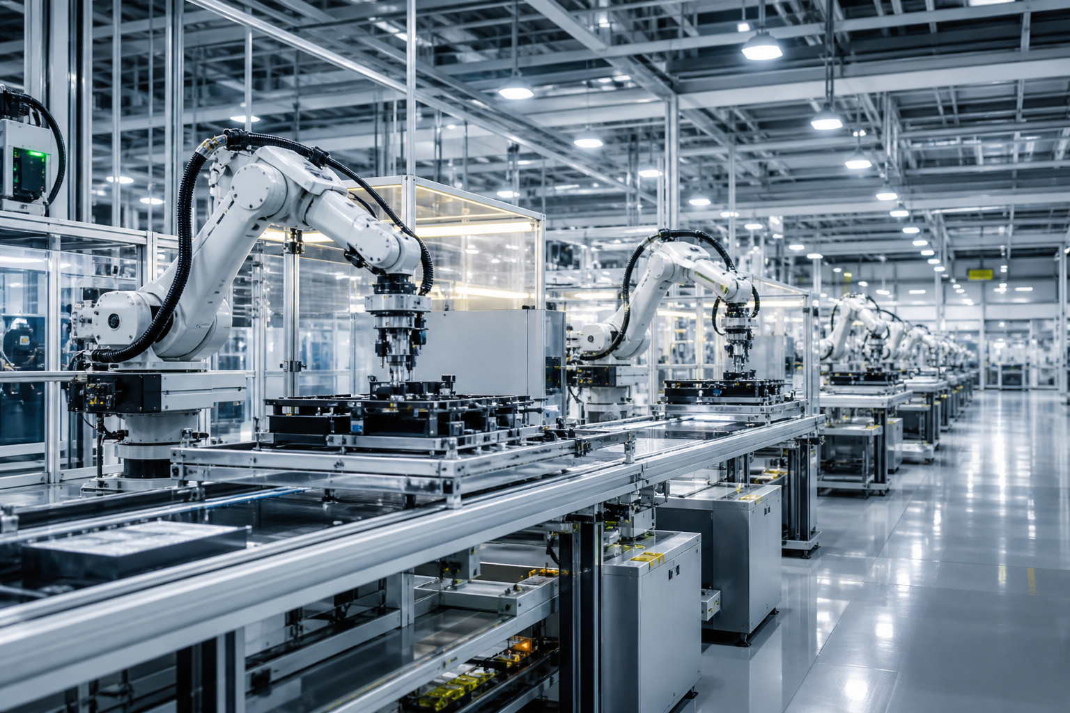Modern automated manufacturing production floor